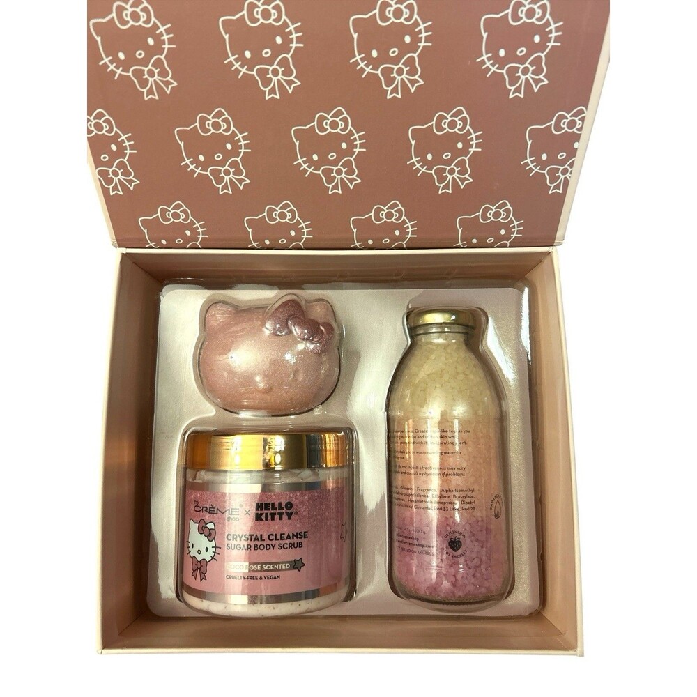 The Crème Shop x Hello Kitty Lovely Luxury 3-Piece Bath Set Coco Rose Scent New